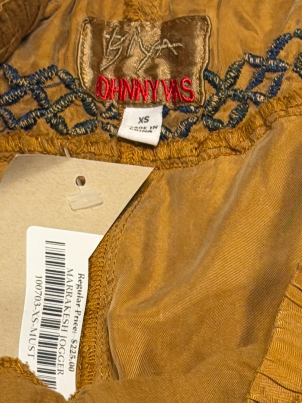 Johnny Was Gemma Pant Marrakesh Jogger Mustard Gold Embroidered NWT Size XS - Picture 13 of 16